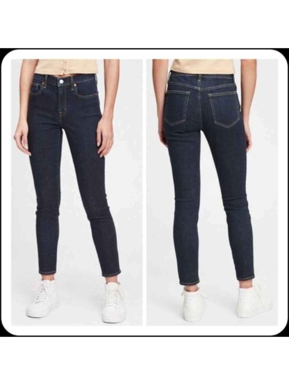 Gap True Skinny Mid Rise Dark Wash Jeans Jeggings Casual Basic Petite Cropped